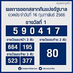 ตรวจผลสลากกินแบ่งรัฐบาล 16 กุมภาพันธ์ 2566